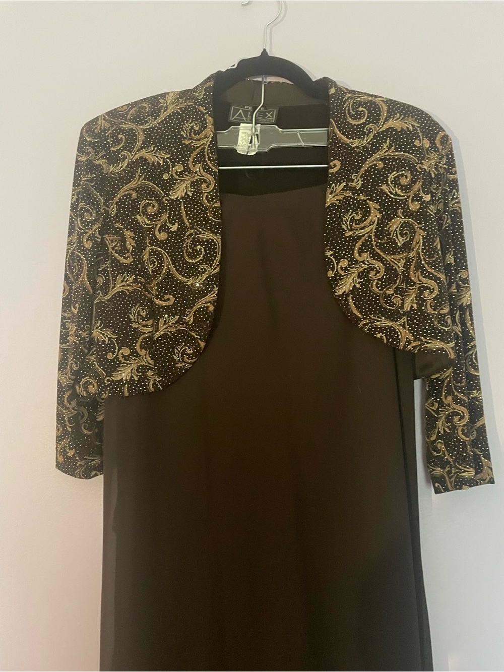 Alex Evenings 3-Piece Skirt Set in Brown size Petite Large w/ Bolero y2k Formal - Picture 3 of 10